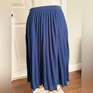 Zac & Rachel Navy Blue Pleated Midi Skirt with White Polka Dots